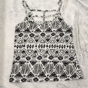 Tribal black and white top